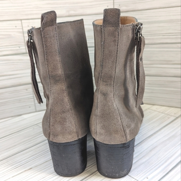 Banana Republic Stacked Heel Suede Boots with Side Zipper in Taupe Size 9.5 - Picture 5 of 10